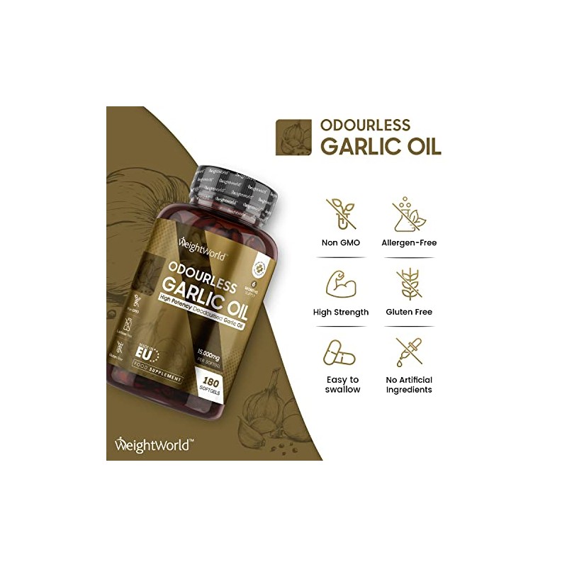 Garlic Capsules Odourless High Strength 45,000mg – 180 Softgels (Upto