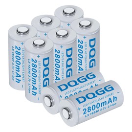 PAOWANG 16340 Rechargeable Battery 2800mAh Button Top 8 Pack 3.7Volt Lithium Batteries for Flashlight Headlamp