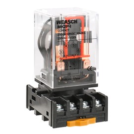 Weasch Power Relay MK2P-I, AC 220V Coil, DPDT, 8 Pin, with Plug-in Terminal Socket Base PF083A (1)