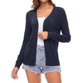 Famrrifuu Women's Cardigan Elegant Cardigan Summer Lightweight Jacket Long Sleeve Casual Summer Jacket, navy