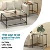 Nesting Coffee Table,Small Glass Coffee Table Set of 2,Black Modern