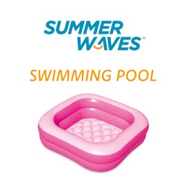 Summer Waves Swimming Pool, Removable Inflatable Paddling Pool for Toddlers, Family Pool, Backyard Pool, Children's Pool, 86 x 86 x 25 cm, Pink