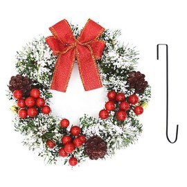 masoe Corona de Navidad para Puerta，Guirnalda Navidad, Corona de Navidad, Decoraciones de Navidad, Corona de Invierno de con Conos de Pino, Bayas Roja