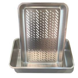 KUNWU Stainless Steel Sifting Cat Litter Box Scoop Free X-Large Litter Tray, Corrosion Resistant Easy Clean No Odor Durable Two Pan Set (X-Large)