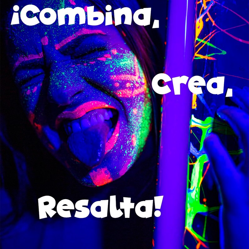 Kit Maquillaje Neón Pintura y Crayón Fluorescente Glow Luz Uv