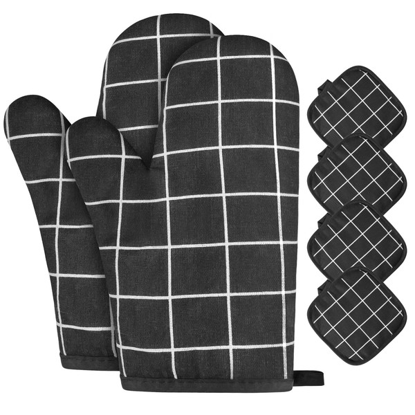 AUAUY Oven Mitts and Potholders BBQ Gloves-Oven Mitts and Pot