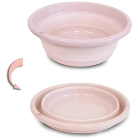 Washing Bowl, Laundry Tub, Washing Bowl, Camping Bowl, Foldable, Plastic, Save Space, Ideal for Bathroom, Kitchen, Patio, Garden, Thermostat Rubber (12 x 31 cm, Pink)