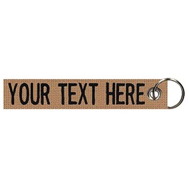 Custom Double Sided Grommeted Crate/Luggage Tags, Over 50 Fabrics, Made of Name Tape Material. Coyote Tan Webbing