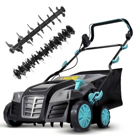 XSSIVE 16-Inch 15-Amp 2-in-1 Electric Dethatcher and Lawn Scarifier with 14.5-Gallon Collection Bag, 5-Position Depth Adjustment, Lawn Care Machine for Thatch Removal and Grass Revitalization - XSS16D