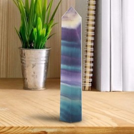 Raguso Natural Hexagonal Crystal Rods Crystal Rods Fluorite Quartz Healing Fluorite Polished for Decoration Ornament Gemstone Sample Display (70 mm - 75 mm)
