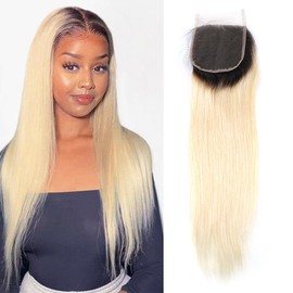 ELIHAIR Colorful Hair Closure 4 * 4 Lace Hair 1b/613 Blonde Straight Hair Pieces Top Closure 18inch