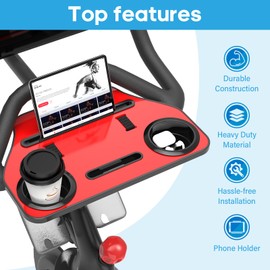 Qsxou Desk Attachment for Peloton Bike+ (NOT Bike) Tray Holder for Phone, Cup, Tablet, Ergonomic Platform Tray Accessories for Peloton Spin Bikes(red)
