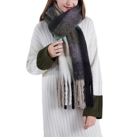 SHOHOKU Large Chunky Plaid Scarf Coloured Checked Oversized Scarf Tassel Soft Fall Winter Thick Warm Shawl Women