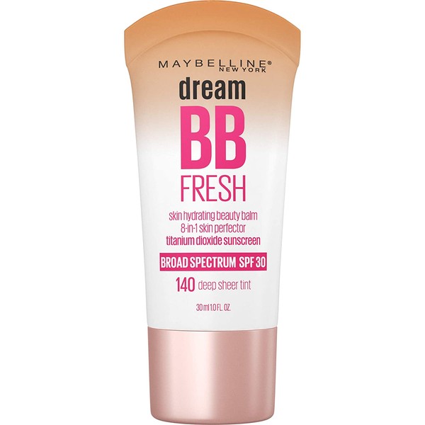 Maybelline Dream Fresh Skin Hydrating BB cream, 8-in-1 Skin Perfecting Beauty Balm with Broad Spectrum SPF 30, Sheer Tint Coverage, Oil-Free, Deep, 1 Fl. Oz