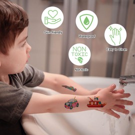 SanKristo 10 Sheets Luminous Temporary Tattoos for Kids Waterproof Car Tattoo Stickers Set Girls Boys Glow In The Dark Birthday Gift for Children Party