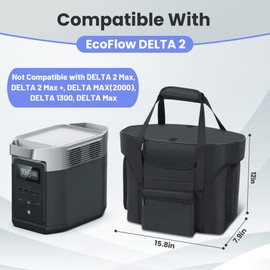 Deknuosport Deknuosport Portable Generator Cover Compatible with ECOFLOW DELTA 2 Power Station, Storage Case with Adjustable Shoulder Strap, Power Carrying Bag with Side Zipper, Soft Generator Covers for Outside