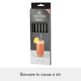 Viners Barware Cocktail Stirrers Gift Set | Reusable Stainless Steel Swizzle Sticks with Gift Box | 6 Piece
