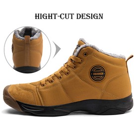 UPSOLO Botas de nieve de invierno para hombre, resistentes al agua, antideslizantes, totalmente forradas, informales, ligeras, para senderismo, Amarillo/2, 8 US