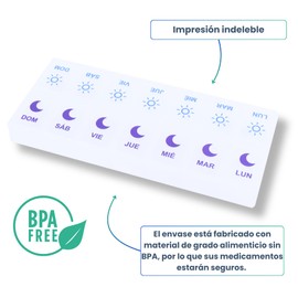 MEDIPILL - MED-S14N-E Week to View 7 Day 14 Pocket Morning & PM BPA Free Pill Dispenser - 1 Pack