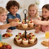 Tiered Tray Stand, Rustic 2 Tier Round Serving Tray, 1-Pack