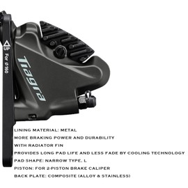 4 Pairs L03A Metal Brake Pads with Cooling Fin, Compatible with SHIMANO DEORE XT M8100, SLX M7100, DURA-ACE R9150, ULTEGRA R8050, SHIMANO 105 R7000, TIAGRA 4700, METREA U5000, GRX