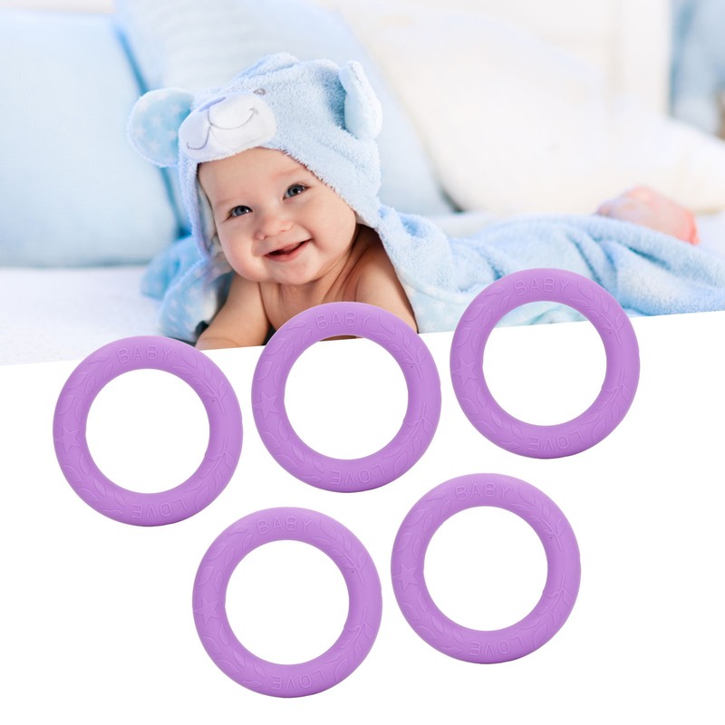 5pcs Baby Soft Silicone Teething Ring Toy Infant Safe Elastic