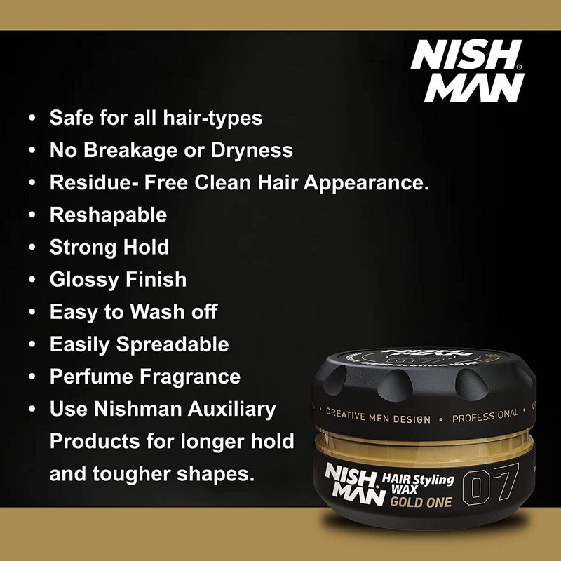 Nishman Hair Styling Wax for Men, 07 Gold One 150