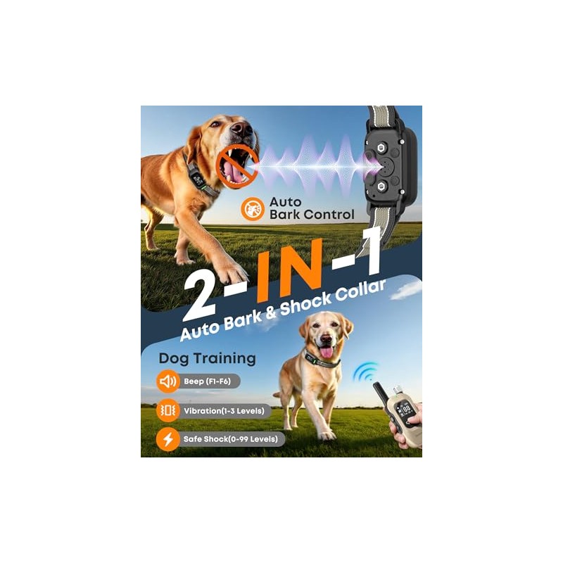 Delupet 2-in-1 Dog Bark & Shock Collar – 4500FT Dog