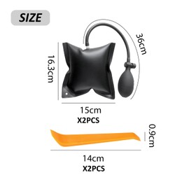 SLEEKEE Pack of 2 black mounting cushions and 2 chisels, lifting pad with load up to 200 kg, air cushion jack, lifting cushion, mounting cushion for cars, doors and window mounting and furniture