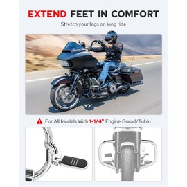 Benlari Highway Pegs, 1.25" Highway Pegs 304 Stainless Steel Short Angled Pegs Adjustable Fit for Harley Touring Street Glide Road King Softail Dyna Sportster fits 1-1/4"(32mm) Engine Guard