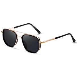 kimorn Polarized Aviator Sunglasses for Women Retro Square Frame Sun Glasses for Driving Travel Outdoor UV Protection AE1783 (Gold/Black)