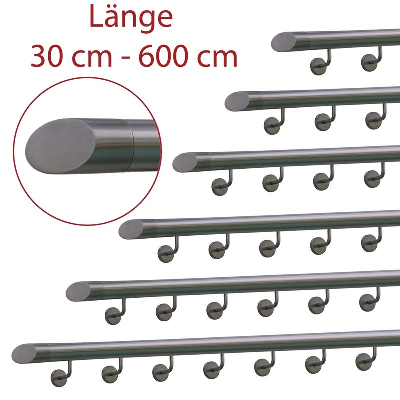 Stainless Steel Handrail, 42.4 mm Diameter, With Angled Bracket &