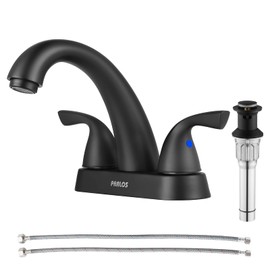PARLOS 2-Handle Bathroom Sink Faucet with Drain Assembly and Supply Hoses Matte Black,1359804