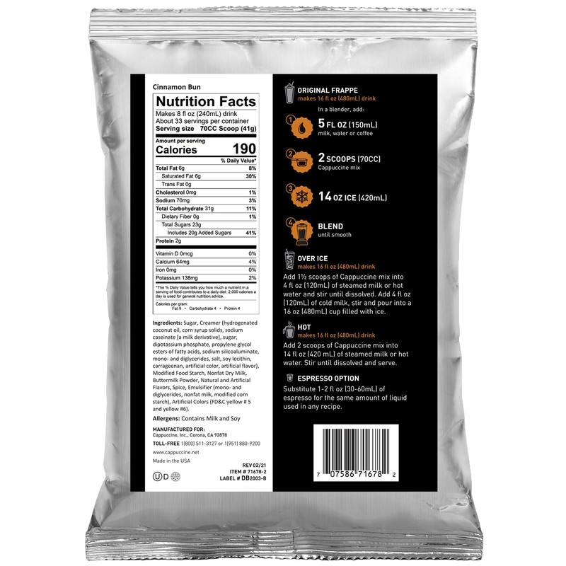 Cappuccine Cinnamon Bun Frappe Mix, 3 Pound (Pack of 1)
