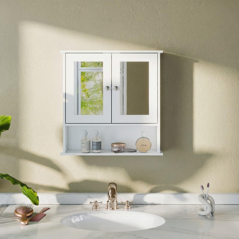 Panana Wall Mounted Bathroom Cabinet Wall Cabinet with 2 Mirrored