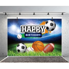 Xiaoterna 2.2 x 1.5 m Football Field Backdrop Basketball Baseball Football Birthday Photography Background Sports Party Backdrop Birthday Party Decoration Children Adults Portrait Photo Studio Props