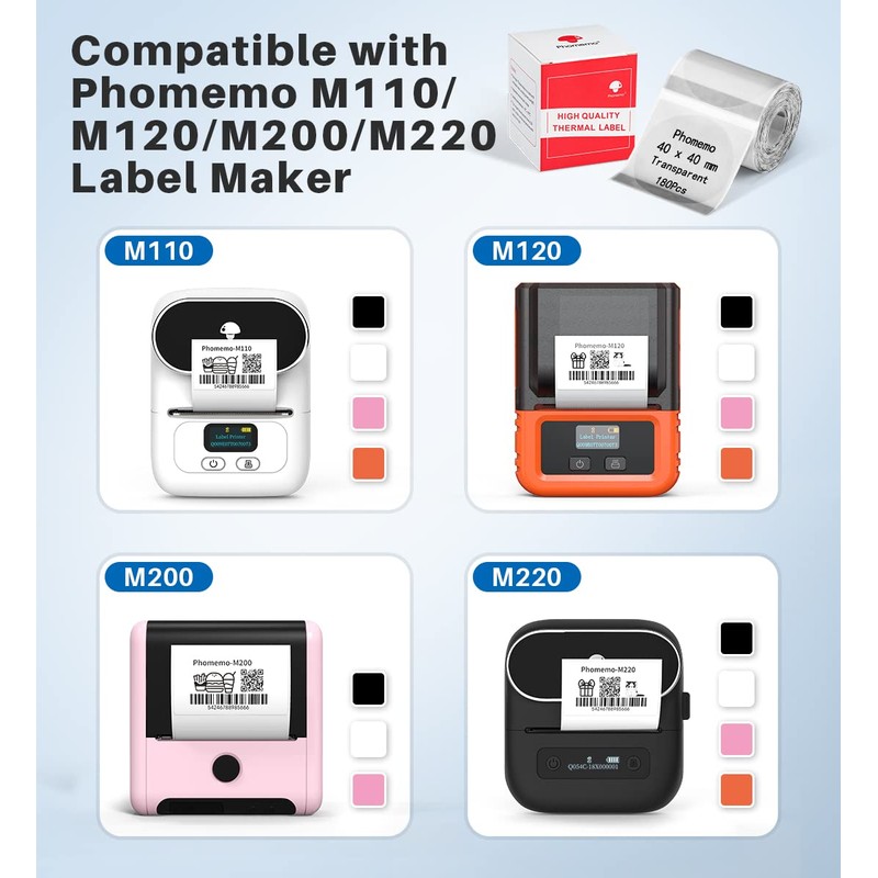 Phomemo Round Transparent Labels, Compatible with M220 M250 M221 M120