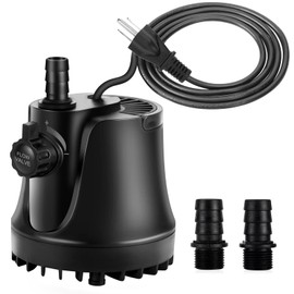 AQQA 265-800 GPH Submersible Aquarium Water Pump with Adjustable Switch, Water Removal and Drainage Sump Cleaning Pump with 2 Nozzles for Aquarium, Pond, Fish Tank, Hydroponics, Backyard (45W 660GPH)
