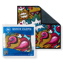 Quick Cloth Microfiber Glasses Cleaning Cloths – 8x8, Popart, 1 Pack with Case | Double-Sided Lens Cleaner for Eyeglasses, Camera, Screens & Glass | Reusable Microfiber Glass Polishing Cloths