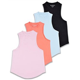 4 Pack: Girls Active Athletic Quick Dry Fit Tank Top Essentials Soccer Sports Performance Gym Chicas Young Teen Yoga Gymnastics Sleeveless Summer Essentials- Set 4, XS (7)