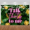Withu Talk Thirty to Me Backdrop Green Tropical Leaf Pink