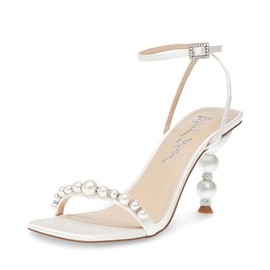 Betsey Johnson Women's Jacy Heeled Sandal, Ivory, 8