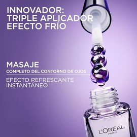 L'Oréal Paris Revitalift Filler Sérum de Ojos con Ácido Hialurónico + Cafeína, Rellena hasta 2.5% Líneas de Expresión y Corrige Ojeras, Aplicador Triple Perla, 15 ml