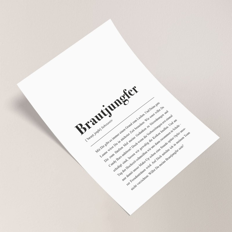 Bridesmaid Definition: DIN A4 poster