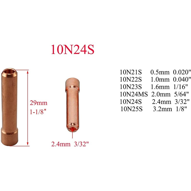RIVERWELD TIG Stubby Gas Lens Collet Bodies 17GL332 10N24S 3/32''