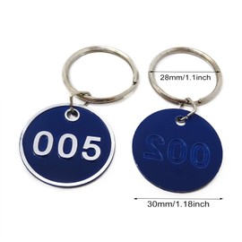 Honbay Metal 1-20 Number Tags Identification Hang Tags Luggage Labels ID Tag with Split Key Ring Numbered Key Rings for Organizing and Sorting (001-020, Blue)