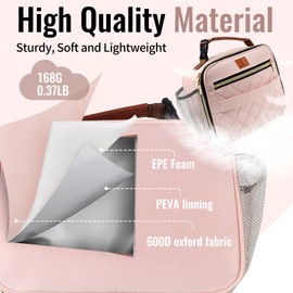 Genteen Lunch Box for Women Adults Girls - Insulated LunchBox Reusable, Zip Closure & Buckle Handle, Portable Cooler for Work, School, Travel (Pink)