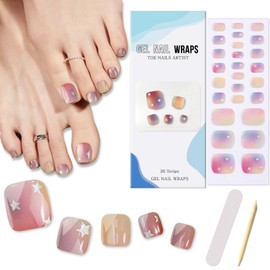 Boloshine Gel Nail Stickers for Toenails, 26 Pieces Semi-Hardened UV Gel Toenails Nail Foils, Full Wraps Nail Stickers, Manicure DIY for Women Girls (Fantasy Rainbow)