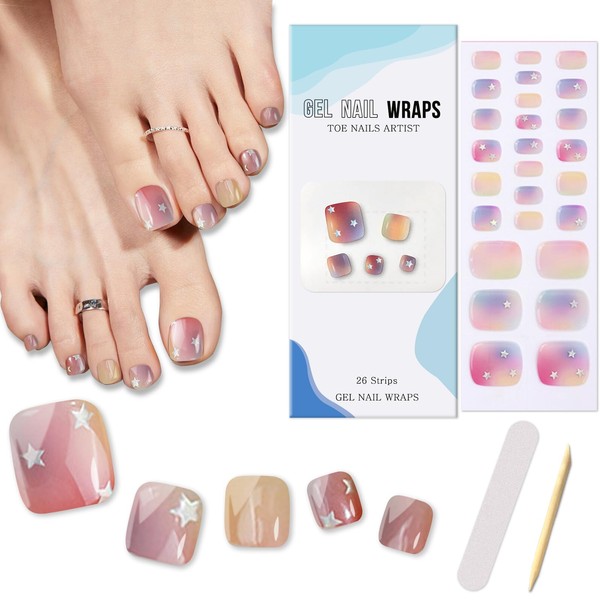 Boloshine Gel Nail Stickers for Toenails, 26 Pieces Semi-Hardened UV