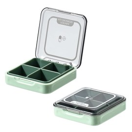 Small Pill Box, BPA Free Pill Case with 4 Large Compartmensts to Hold Vitamins, Moistureproof Portable Pill Box Organiser for Travel (Light Green)